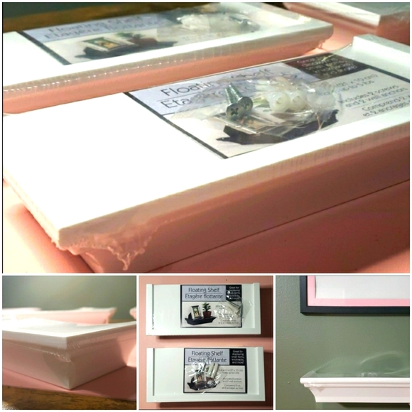 🏠 NWT, Set of Three 8.6inx4in White Wall Shelves, Easy Hang w/Hardware - Picture 1 of 8